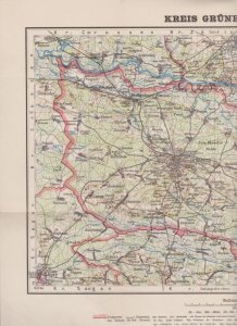 Heimatkarte Der alte Kreis Grnberg Schlesien, heute Zielona Gora, 1925